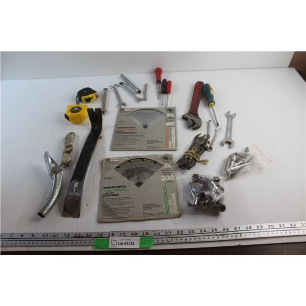 Circular Blades, Tape Measures, Nail Puller, Wrenches, Sockets and Screwdrivers