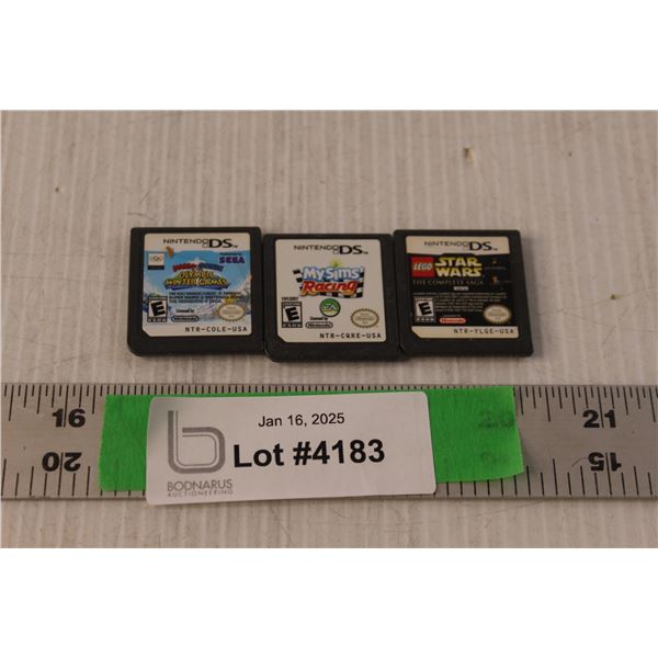 (3) Nintendo DS Games- Star Wars, My Sims Racing, Mario & Sonic Olympic Winter Games