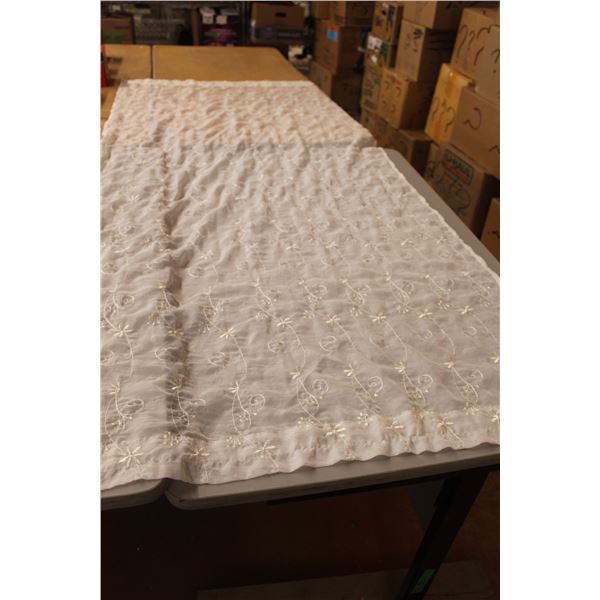 (3) Sets of Curtains & Tablecloth Up to 58" Wide x 85" Long