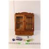 Image 1 : Small Wooden Wall Storage Unit with Sewing Supplies 14" Tall x 11.5" Wide