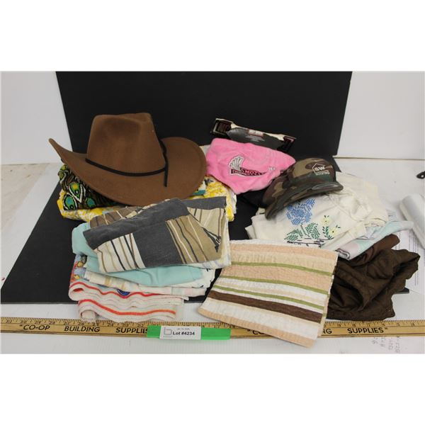 Harley Davidson Diaper Cover- New, Cowboy Hat- New, Pillowcases, Misc.