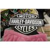Image 4 : Harley Davidson Diaper Cover- New, Cowboy Hat- New, Pillowcases, Misc.