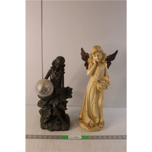 (2) Female Garden Statues- As Is, Up to 18.5" Tall