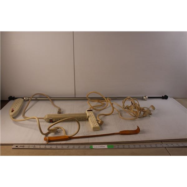 (2) Curtain Rods, (4) Power/Extension Cords- Working, Backscratcher