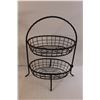Image 2 : Wood and Metal Wall Shelf 23" Tall x 15.25" Wide & 2-Tier Metal Basket 16.5" Tall x 14" Wide