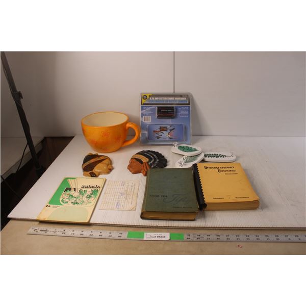 .75 Amp Battery Charge Maintainer NIB, (3) Vintage Cookbooks, Large Mug 5.25" Tall x 7.75" Wide, Pla