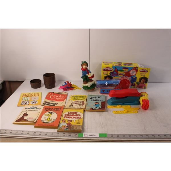 Play-Doh Toys, Barrel of Monkeys, Vintage Books, Ceramic Musical Figurine