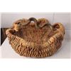 Image 4 : Woven Basket 18" Long, (2) Wood Decorative Shelves, Ceramic Frog