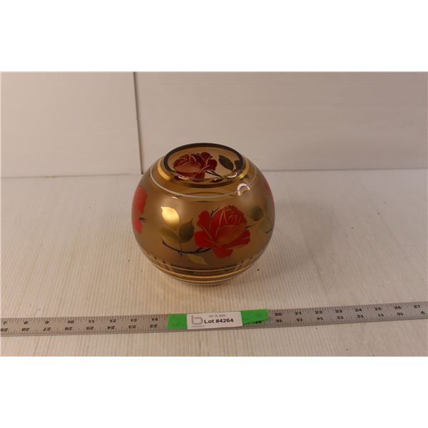 Glass Rose Bowl 7" Tall x 8" Wide