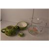 Image 4 : Glass Rose Pitcher, Ceramic Tea Pot & Cup, Ceramic Serving Tray, (4) Egg Cups