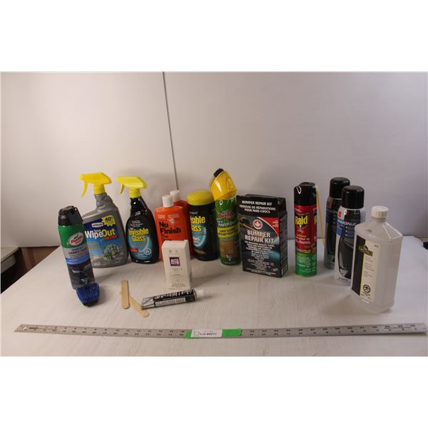 Chemicals Lot- Raid, Glass Cleaners, Carpet Cleaner, Misc.