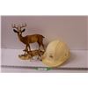 Image 1 : Vintage Hard Plastic Deer Decor (One Has Hoof Damage) & Robin Hood Hard Hat