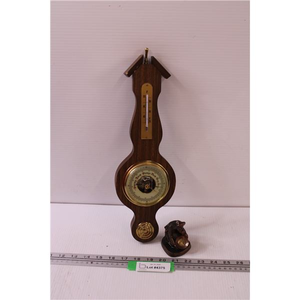 Barometer (16" Tall) & Brass Virginia City Figurine (3" Tall)