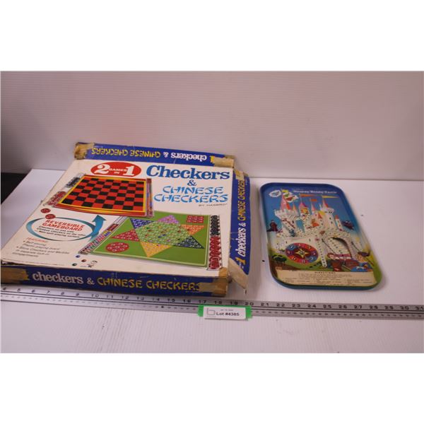 (2) Vintage Games: Checkers & Chinese Checkers, Sleeping Beauty Magnetic Board w/One Player - As Is