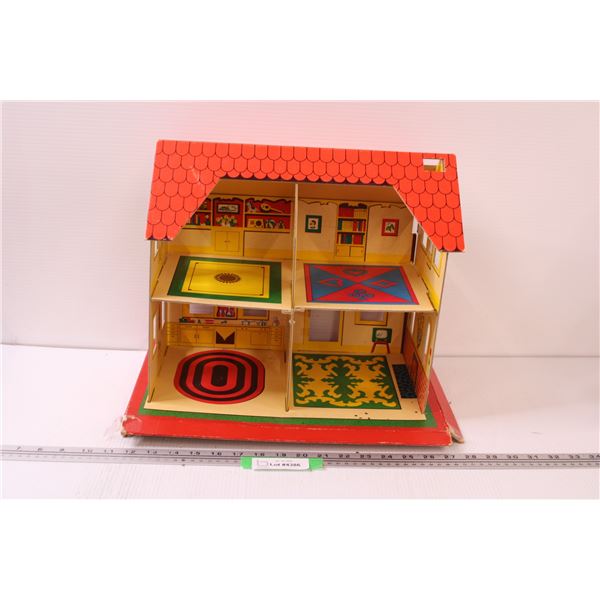 Vintage Cardboard Doll House - Some Wear - 12" x 14" x 9"