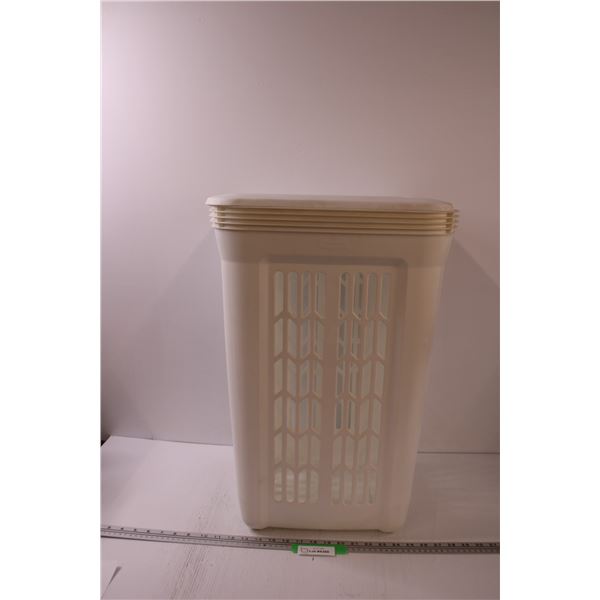 * White Plastic Laundry Hamper - 24"x 17" x 15"