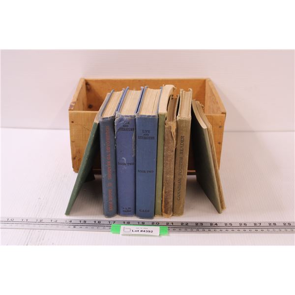 (9) Vintage School English Textbooks w/Wooden Crate