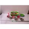 Image 1 : Children's Pots & Pans & Kitchen Utensils Set in Shopping Basket
