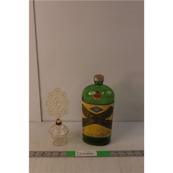 Five Scots Select Vintage Whisky Bottle, Glass Perfume Bottle