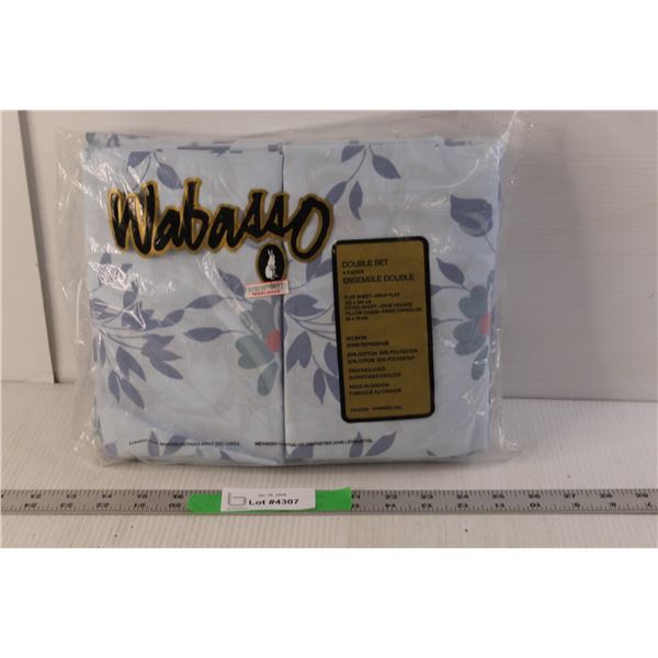 Wabasso Double Bedding Set- Flat Sheet, Fitted Sheet, (2) Pillowcases