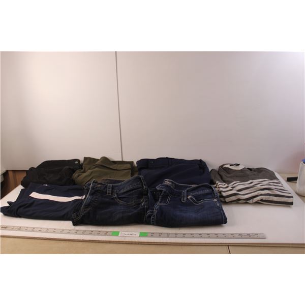 (3) Lululemon Leggings, Approx. Size 10, (2) Silver Jeans 29/32, 31/33, Men's Tommy Hilfiger Sweater