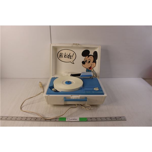 Sears Disney Mickey Mouse Vintage Record Player, Powers On