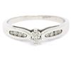 Image 1 : Petite 10k White Gold Marquise Diamond Solitaire Ring w/ Round Channel Accents