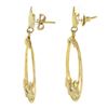 Image 3 : 10k Two Tone Gold Etched Textured Grape Leaf Open Circle Drop Dangle Earrings
