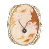 Large Vintage 14K Gold Carved Shell Cameo w/ Diamond Filigree Pin Brooch Pendant
