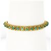 Image 1 : Vintage 18k Gold Round Cabochon Turquoise Twisted Wire Textured Link Bracelet