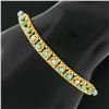 Image 9 : Vintage 18k Gold Round Cabochon Turquoise Twisted Wire Textured Link Bracelet