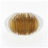 Image 4 : 18K Gold Oval Half Bezel Rutilated Quartz Solitaire Brushed Finish Cocktail Ring