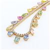 Image 1 : 22.44 ctw UNHEATED MultiColor Sapphire and 6.24 ctw Diamond 14K Yellow Gold Neck