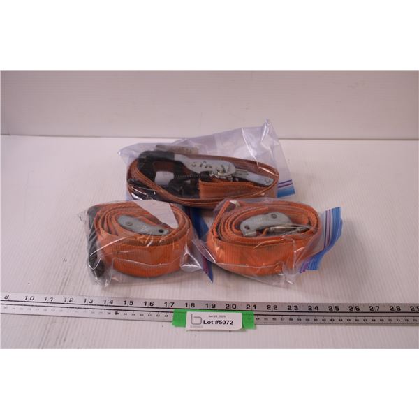 (3) Orange Ratchet Straps - Approx 6ft Long Each
