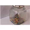 Image 3 : Glass Kitchen Apothecary Style Canister w/Metal Lid (Birds Tail Broke, Slight Crack in Corner) - 11.