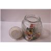 Image 5 : Glass Kitchen Apothecary Style Canister w/Metal Lid (Birds Tail Broke, Slight Crack in Corner) - 11.