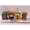 M & M's Lot: Blue Mug, Water Bottle, (2) Collector Tins (Empty)