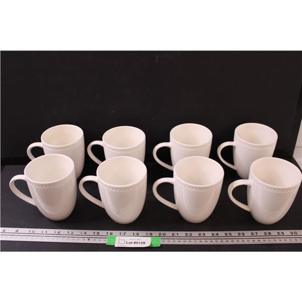 (8) Canvas White Coffee Mugs Set