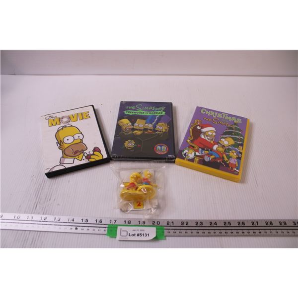 (3) Simpson DVDS: Christmas, Treehouse of Horror, The Movie & Burger King Figurines - NIB