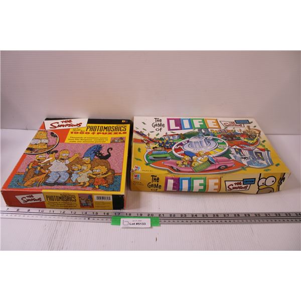 Simpsons Lot: 1000 Piece Puzzle & Game of Life - As Is
