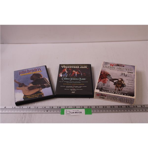 (3) DVD Sets: Jimi Hendrix, Charlie Daniels Band, Legends of the Old West
