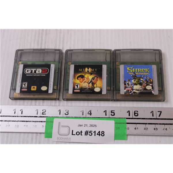 (3) Nintendo Gameboy Color Video Games: Shrek, The Mummy, GTA 2