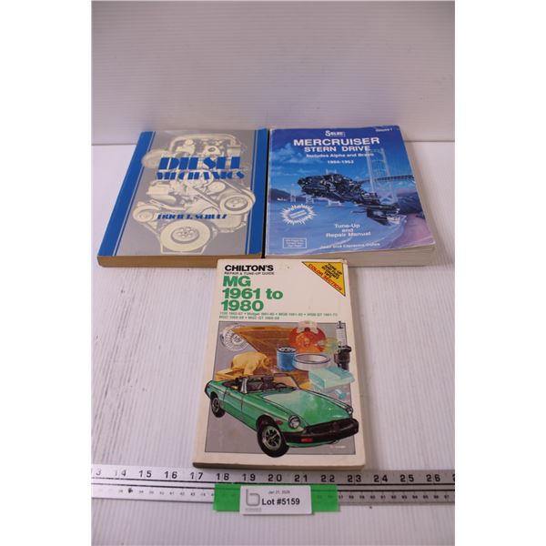 (3) Engine Books: Diesel, Mercury Outboard, MG