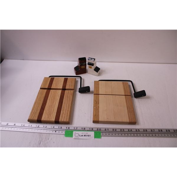 (2) Wood Cheese Cutting Boards, Saskatchewan Pool Salt & Pepper Shakers