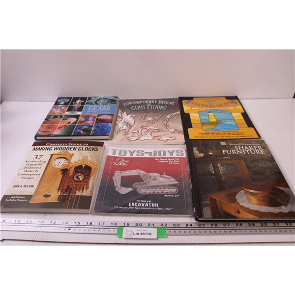 (6) Etched Glass & Wood Working Books - Assorted