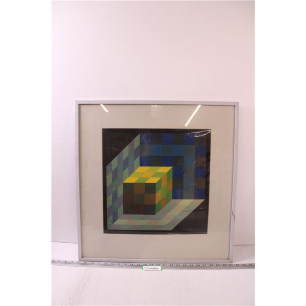 Framed Wall Art: "3D Cubism" - 24.5" x 24"