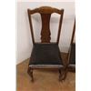Image 2 : * (3) Antique Queen Anne Style Wood & Leather Bound Seated Dining Chairs - Some Wear As Pictured - 3