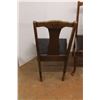 Image 4 : * (3) Antique Queen Anne Style Wood & Leather Bound Seated Dining Chairs - Some Wear As Pictured - 3