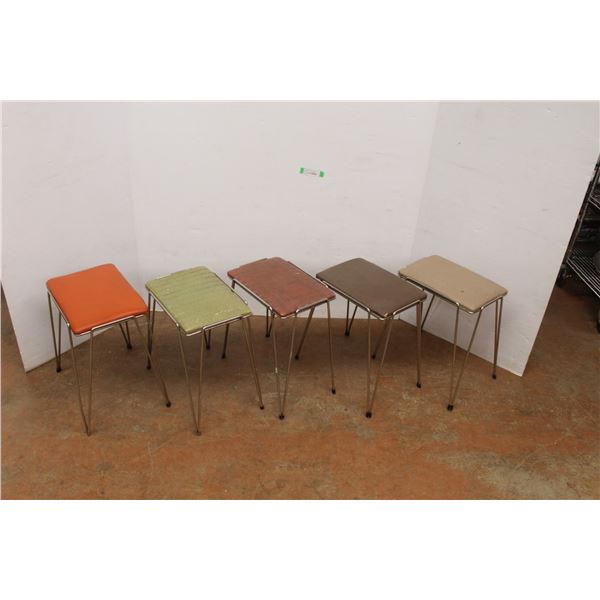 * (5) Vintage Stacking Stools - 17" Tall x 14" x 10" - Some Wear, As Is