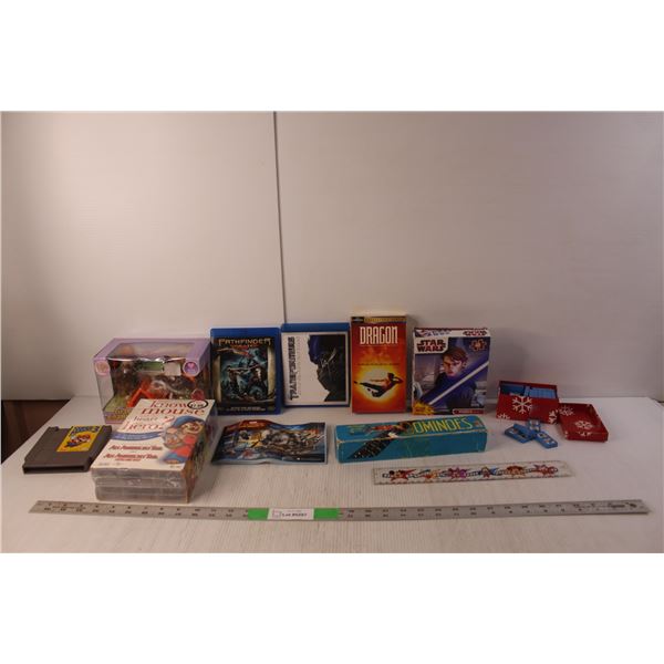 (2) Sets of Dominoes- Disney & Greyhound, Star Wars Puzzle, Pathfinder & Transformers DVDs, Super Ma